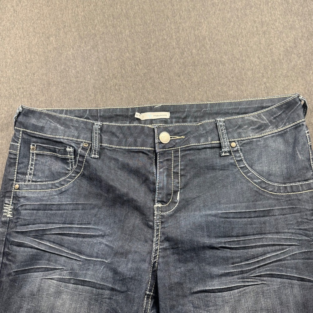 Maurices Womens Sz 18 Dark Wash Straight‎ Leg Jeans Contrast Stitching Whiskered